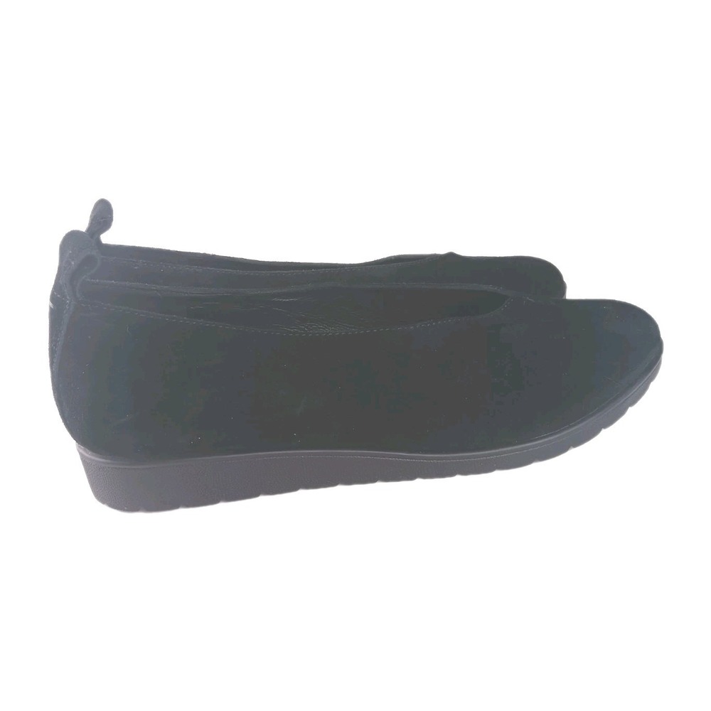 Eileen Fisher Humor Wedge Ballet Flat Women 9 Flat Black Suede Comfort Slip On